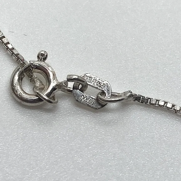 Vtg Sterling Silver Box Chain Necklace 18” Length - 1mm Width 925 MJI - Picture 3 of 6